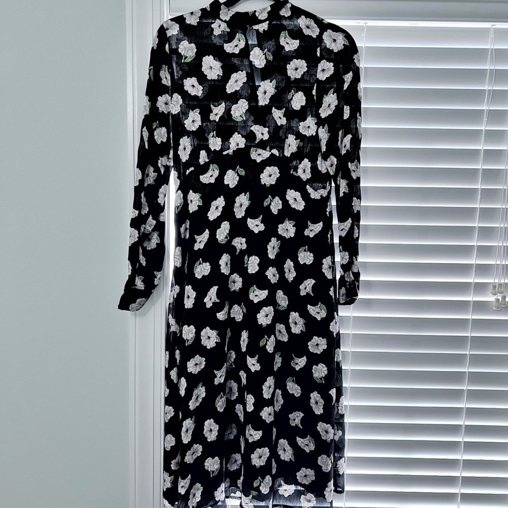 Zara Black Floral Midi Dress Medium